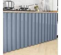 Cortina de privacidad plegable para estantes y armarios, a prueba de polvo, cortinas cortas de cocina con rieles deslizantes, color azul, 80 cm x 50 cm, solución organizadora para debajo del fregadero