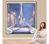 Cortina de Protección Aislante 127 x 51 cm Prueba de Viento Impermeable, Aislante Frio y Calor en Transparente Cortina de Aislamiento Magnético para Todo Tipo de Ventanas, A