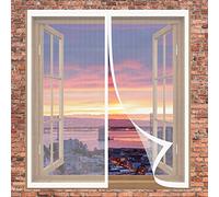 Cortina De Protección Contra Insectos 90 x 115 cm Anti Insecto Cortina Mosquitera Cierre Automático Sin Taladrar Fácil De Ensamblar Pantallas Para Ventana Para Puertas Y Ventanas, Blanco