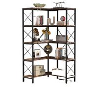 Cortina de proyección Estantería esquinera de 5 niveles, 80 x 80 x 167,5 cm, con estructura de metal y madera prefabricada, ideal for sala de estar, hogar y oficina.