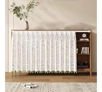 Cortina de Puerta Aislada Termica, Cortinas para Armarios, Cortina Cocina Puerta Sin Taladrar, Under Sink para Decoración de Borlas con Rieles Deslizantes(B,140x60cm)