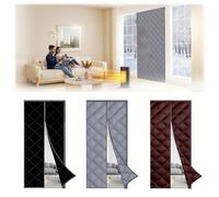 Cortina de Puerta Aislante Térmica, Cortinas Magnética 70 80 90 100 110 120 190 200 210 220cm, Autoabsorbente, Espesar Invierno Cortina de Puerta para Balcón Sala Estar Patio(Gray,130x250cm)