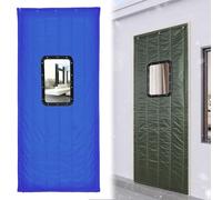Cortina De Puerta Con Aislamiento Térmico Con Ventana Transparente, Cortinas De Algodón Grueso Para Puertas De Invierno Para Casas, Supermercados, Cámaras Frigoríficas(Blue,35.4"W x 78.7"L)