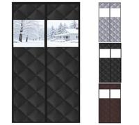 Cortina De Puerta Con Aislamiento Térmico Magnético Cubierta Térmica Para Puerta De Invierno Cortina De Puerta De Algodón Engrosada Para Puerta Balcón Terraza O Sala De Estar(Negro,80x200cm)