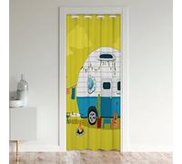 Cortina de puerta de caravana para privacidad de puerta, 86 x 203 cm, gran cortina de primavera para dormitorio, caravana, camping, granja, remolques, caravana, verde, 30%-50% de oscurecimiento de ha