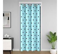 Cortina de puerta de lunares 132 x 203 cm, bonito patrón de fondo azul circular, cortinas para niñas, color negro, moda, geométrica, simple impresión, cortinas para separación de habitación