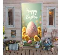 Cortina de puerta de Pascua con estampado de huevos de Pascua que son como la primavera soplando en tu cara, creando un ambiente familiar cálido y cómodo y llenando cada esquina de festividades (B