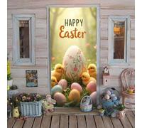 Cortina de puerta de Pascua con estampado de huevos de Pascua que son como la primavera soplando en tu cara, creando un ambiente familiar cálido y cómodo y llenando cada esquina de festividades (A