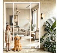 Cortina de Puerta Doble Magnética 135x210cm Se pliega compactamente para un almacenamiento sencillo y limpio para Sala De Estar, Balcón y Patio Exterior Blanco
