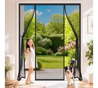 Cortina de Puerta Doble Magnética Negro 140x250cm Fácil de plegar y guardar cuando no se utiliza para Disfrute cenas al aire libre sin molestias insectos
