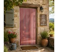 Cortina de Puerta, Exterior e Interior, 90 x 210 cm, CRISTAL-ROJO, PVC y aluminio, Evita la entrada de Insectos, bichos, fácil de instalar, Fabricada en España