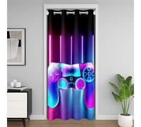 Cortina de puerta para gamer para privacidad de puerta, 86 x 203 cm, cortina decorativa para puerta de privacidad, decoración del hogar, controlador moderno de consola de juegos, arco iris, líneas de