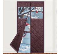 Cortina De Puerta Térmica Impermeable Espesar Invierno Cortinas De Puerta Con Ventana Se Cierra Automáticamente Cortina Térmica Magnética Para Balcón Sala Patio(Coffee,W105 X H195cm)