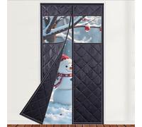 Cortina De Puerta Térmica Impermeable Espesar Invierno Cortinas De Puerta Con Ventana Se Cierra Automáticamente Cortina Térmica Magnética Para Balcón Sala Patio(Negro,200x210cm)