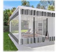 Cortina De Pvc Impermeable Transparente - Con Ojales Y Cremalleras,Cortinas De Vinilo Exterior,Panel Lateral Impermeable Transparentes Gris De 0,3mm,Cortinas Para Balcone,LxW-1.8x2.2m/5.9x7.2ft
