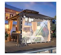 Cortina de PVC transparente para exteriores para cenador y balcón de 0,12 mm con ojales, tamaño personalizable de 20 x 16 pies, 6 x 5 m, resistente a la intemperie, perfecta para patio y terraza