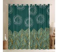 Cortina de sala de estar con plantas tropicales, hojas verdes, para mujeres y hombres, cortinas de cocina abstractas geométricas mandalas, decoración de habitación, cortinas de ventanas, cortinas