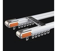 Cortina de techo extralarga de 100900 cm, doble riel guía, aluminio duradero, resistente a la humedad, divisor de habitación para ducha, color blanco (110 cm)