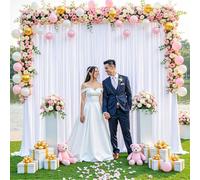 Cortina de telón de Fondo Blanca de 10 x 10 pies para Fiestas, Bodas, sin Arrugas, Paneles de telón de Fondo para Baby Shower, revelación de género, cumpleaños, fotografía, Tela de poliéster