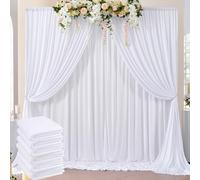 Cortina de telón de Fondo Blanco sin Arrugas de 30 x 10 pies para Fiestas, Tela Gruesa, 6 Paneles de 5 x 10 pies para Boda, Fiesta de cumpleaños, Fondo de fotografía, Baby Shower
