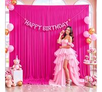 Cortina de telón de Fondo Fucsia de 10 x 10 Pulgadas para Fiestas, Fiesta de cumpleaños, sin Arrugas, Color Rosa Intenso, Cortinas de telón de Fondo para decoración de Bodas, 5 x 10 pies, 2 Paneles