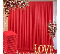 Cortina de telón de Fondo Rojo sin Arrugas de 40 x 10 pies para Fiestas, 8 Paneles de poliéster Sedoso de 5 x 10 pies, Cortinas de Fondo Rojo para Fotos de cumpleaños, Fiesta temática de Boda, Fondo