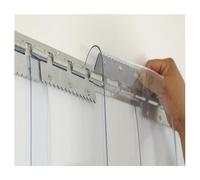 Cortina de Tiras de PVC para Puerta de congelador, 195 x 220 cm. Kit de suspensión Suave con púas de Montaje. Ideal para almacenes, fábricas y supermercados. Duradera y fácil de Instalar.