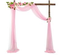 Cortina de tul transparente de 20 pies para telón de fondo de arco de boda, tela de gasa para decoración y arreglo de fiesta de ceremonia (rosa)