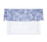 Cortina de ventana con cenefa a medida de Toile de Victoria Park, color azul