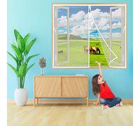 Cortina de Ventanas Magnética 155x100 cm Mosquitera Ventanas Magnética, con imanes, Apagado Automático, para Cocina Dormitorio Sala de Estar Blanco Z