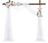 Cortina Decorativa con Arco para Boda, Hyacinthy Fondo de Tul Blanco Pelmet Decoración a Mano Alzada Guirnalda de Boda Cortinas de Arco Círculo Marco de Tela para Fiesta Ceremonia 75 x 600 cm