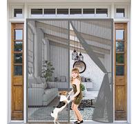 Cortina di Porta Magnetica 150 x 230 cm, Mosquitera Magnetica per Porta Scorrevole del Balcone, Fácil de Instalar para Puertas Cortina de Sala de Estar la Puerta, Gris