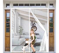 Cortina di Porta Magnetica 170 x 200 cm, Tenda Mosquitera Magnetica per Porta d'Entrata, con malla super fina para para PuertaCortina Puerta Exterior de Balcón/Patio, Blanco