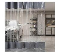 Cortina divisora de garaje, panel de puerta de vinilo impermeable con ojales para lavadero, taller, uso industrial (2 x 2,4 m), lona transparente para un fácil acceso