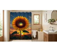 Cortina Ducha con Dobladillo Pesado,Impermeable y Antimoho,Cortina de Baño Lavable a Máquina con 8 Ganchos,120 x 180 cm,Accesorios de Baño Modernos,Girasoles al Atardecer