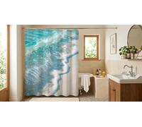Cortina Ducha con Dobladillo Pesado,Impermeable y Antimoho,Cortina de Baño Lavable a Máquina con 8 Ganchos,120 x 180 cm,Accesorios de Baño Modernos,Olas Verdes