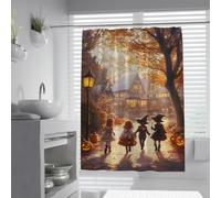 Cortina Ducha Halloween pequenas Brujas Calabazas 90 x 180 cm