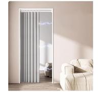 Cortina Ducha Plegable Magnetica Impermeable, Cortinas Aislante Termica Cocina Interior, Cortina de Puerta Plegable Interior, Divisor de Habitación, Dormitorio, Baño(Gris,W 300 x H 180cm)
