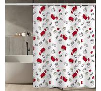 Cortina Ducha Rojo y Negro 180x200 cm, Cortina de Ducha Cangrejos Pequeños Lavable de Poliéster, Cortinas de Baño Impermeable Antimoho con Ganchos, Cortinas Bañera para Baño, Secado Rápido (LB1551)