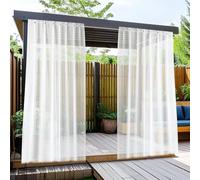 Cortina Exterior Impermeable, 2 Piezas Cortinas De Exterior, 213x132 Cm Transparentes Visillo Blanco, Cortina Impermeable Con Anillos, Cortina Exterior Terraza para Patio Porche Frontal Pérgola Balcón