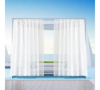 Cortina Exterior Impermeable, 2 Piezas Cortinas De Exterior, 213x132 cm Transparentes Visillo Blanco, Cortina Impermeable Con Anillos, Cortina Exterior Terraza para Patio, Porche, Pérgola, Balcón