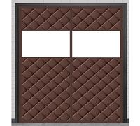 Cortina Exterior Puerta Aislante Termica Frio y Calor - Cortina Aislante Magnética para Puertas con Transparente Ventana para Balcón Bodega, Gruesa, Varilla Telescópica(Rojo,80x200cm)