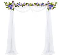 Cortina Gasa Arco Boda, Cortinas de Arco Boda Tela, Cortinas de Tul Decoracion, para Decoración de Bodas, Fondo del Estudio, Telón Fondo del Escenario (Blanco)