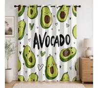 Cortina Habitacion Opaca Termica 2 Piezas 140An x 175Al cm Caricatura DiversióN Infantil Aguacate Cortinas Salon Aislantes Frío Calor Luz con Ojales Blanco Anti Calor UV Ruido, Cortinas Decoración