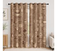 Cortina Habitacion Opaca Termica 2 Piezas 140An x 245Al cm Ciencia Experimento Tema Cortinas Salon Aislantes Frío Calor Luz con Ojales MarróN Anti Calor UV Ruido, Cortinas Decoración Interior