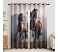 Cortina Habitacion Opaca Termica 2 Piezas 91.5An x 214Al cm 3D Caballo Primer Plano Cortinas Salon Aislantes Frío Calor Luz con Ojales Gris Anti Calor UV Ruido, Cortinas Decoración Interior