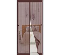 Cortina Hecha de Malla 90 x 210 cm Mosquiteras Magneticas Fácil de Instalar Cortina Antimoscas para Puerta BalcónPuertas De Sala, Marrón