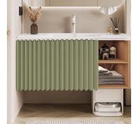 Cortina impermeable para debajo del fregadero, cortina de tela con barra deslizante para armario, estantería, aula y armario, 90 cm de ancho, 50 cm de alto