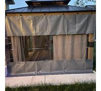 Cortina Impermeable para Exteriores con Ojales, Lona Transparente Resistente a desgarros para cenadores, porches y terrazas - Panel divisorio Gris de 2,6 x 2,6 m