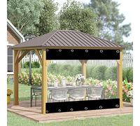 Cortina Lateral Pergola Pesado Cortina de Vinilo Exterior Uso de Láminas Impermeables Transparentes, con Cuerda de Bungee, Resistencia Al Frío(2.5x2m)